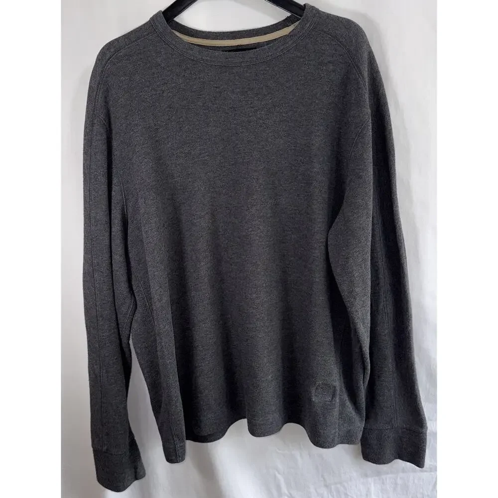 Banana Republic Slub Double Knit Charcoal Gray Crew Neck Long Sleeve T Shirt XXL